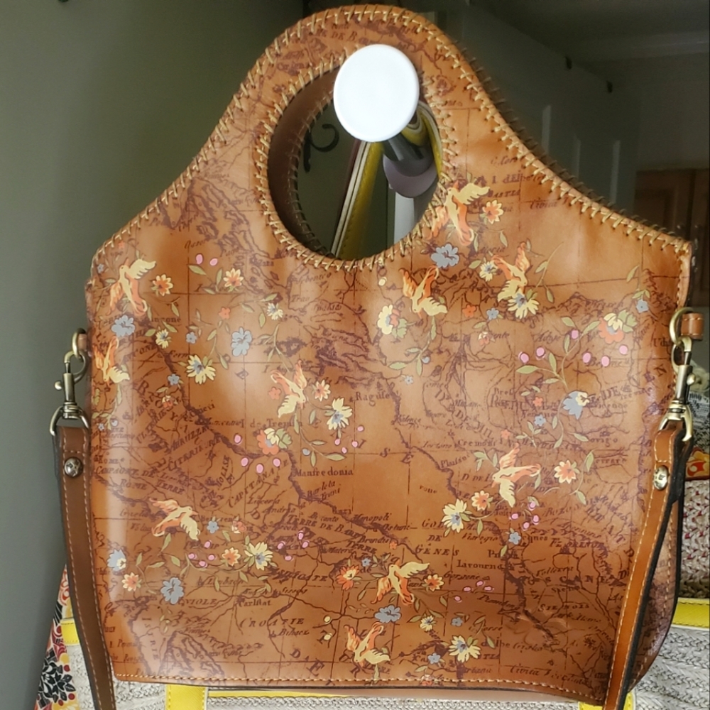 Patricia Nash Floral Map Print Satchel - Brown